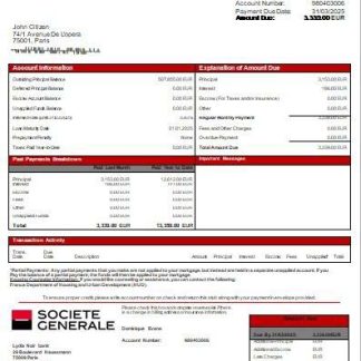 France Société Générale bank mortgage statement scr download template file