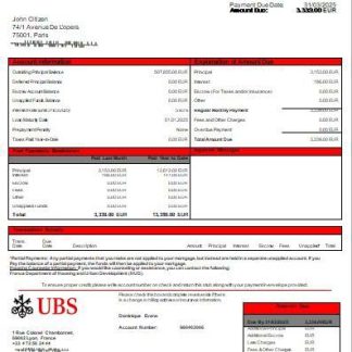France UBS bank mortgage statement scr download template file