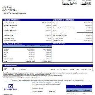 Germany Deutsche bank mortgage statement scr download template file