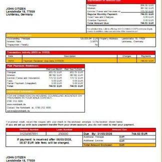 Germany Norisbank bank mortgage statement scr download template file