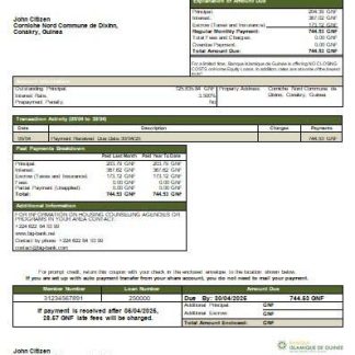 Guinea Banque Islamique de Guinée bank mortgage statement scr download template file