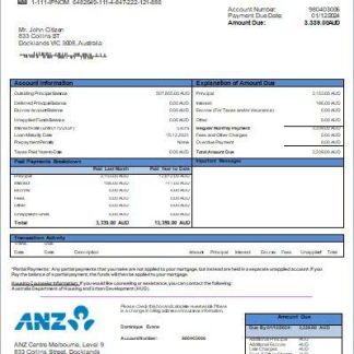 Australia ANZ bank mortgage statement scr download template file