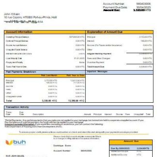 Haiti BUH bank mortgage statement scr download template file