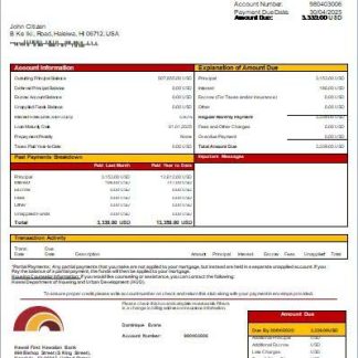 Hawaii First Hawaiian Bank mortgage statement scr download template file