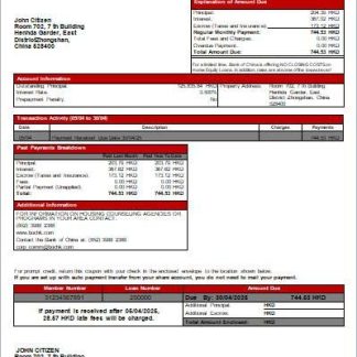 Hong Kong Bank of China bank mortgage statement scr download template file