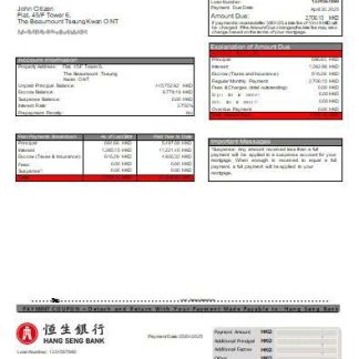 Hong Kong Hang Seng bank mortgage statement scr download template file