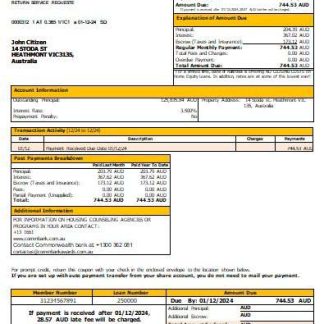 Australia Commonwealth bank mortgage statement scr download template file