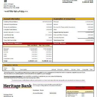 Australia Heritage bank mortgage statemen scr download template file