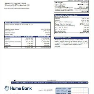 Australia Humebank bank mortgage statement scr download template file
