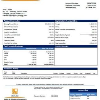 Iran Middle East Bank mortgage statement Word and PDF template download template file