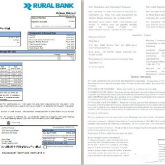 Australia Rural bank mortgage statement, 2 pages, 1 2 scr download template file