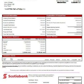 Australia Scotiabank bank mortgage statement scr download template file