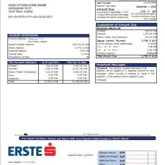 Austria Erste Group bank mortgage statement scr download template file