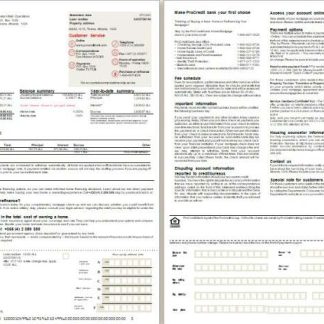 Albania ProCredit bank mortgage statement, 2 pages 1 2 scr download template file
