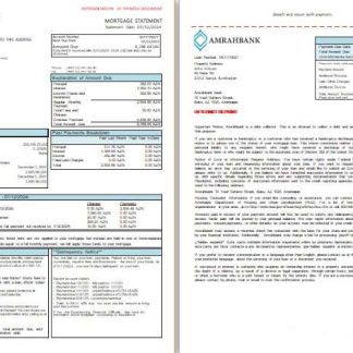 Azerbaijan Amrahbank bank mortgage statement, 3 pages, 1 2 scr download template file