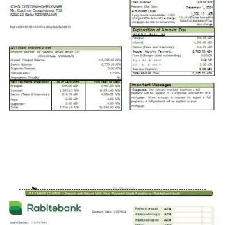 Azerbaijan Rabitebank bank mortgage statement scr download template file