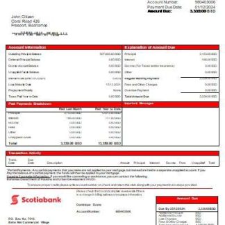 Bahamas Scotiabank bank mortgage statement scr download template file