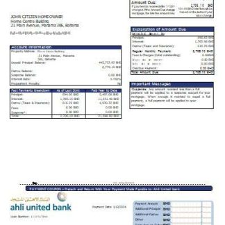 Bahrain Ahli United bank mortgage statement scr download template file