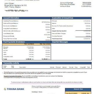 Albania Tirana bank mortgage statement scr download template file