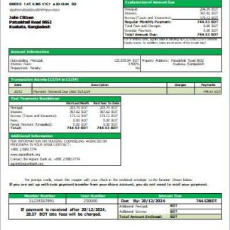 Bangladesh Agrani Bank mortgage statement scr download template file