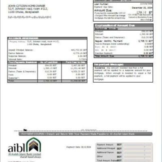 Bangladesh Al Arafah Islami Bank mortgage statement scr download template file