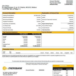 Moldova Energbank mortgage statement Word and PDF template download template file