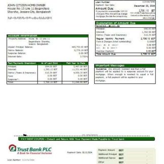 Bangladesh Trust bank mortgage statement scr download template file