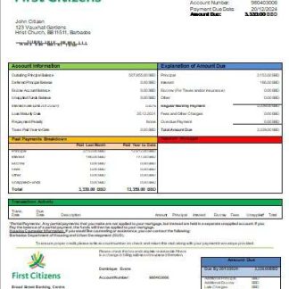 Barbados First Citizens bank mortgage statement scr download template file