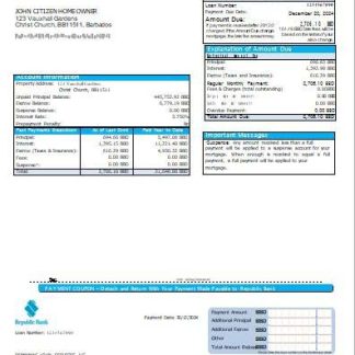 Barbados Republic Bank mortgage statement scr download template file