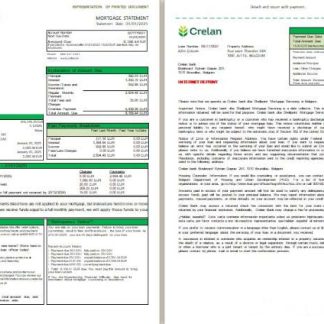 Belgium Crelan bank mortgage statement, 3 pages, 1 2 scr download template file