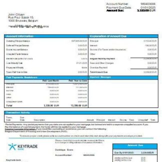 Belgium Keytrade bank mortgage statement scr download template file