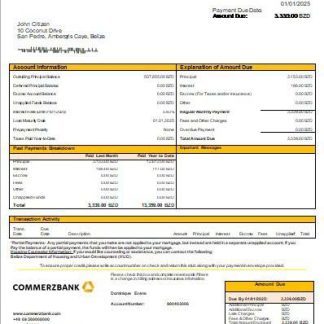 Belize Commerzbank bank mortgage statement scr download template file