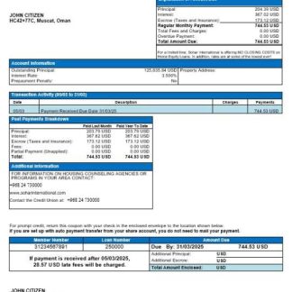 Omani Sohar International mortgage statement in Word and PDF formats download template file