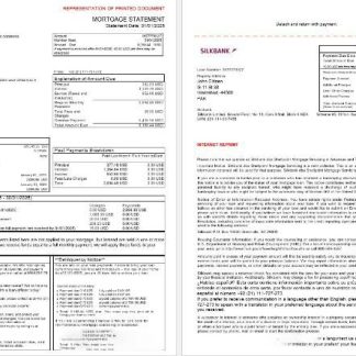 Pakistan Silkbank mortgage statement in Word and PDF formats, 3 pages 1 2 download template file