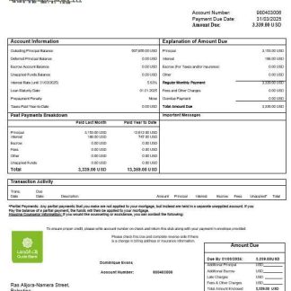 Palestine Quds bank mortgage statement in Word and PDF formats download template file