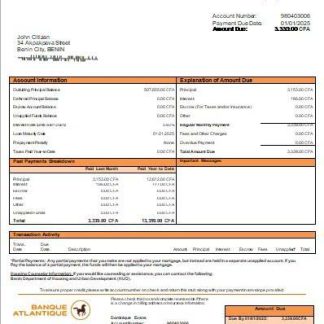 Benin Banque Atlantique bank mortgage statement scr download template file