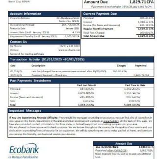 Benin Ecobank bank mortgage statement scr download template file