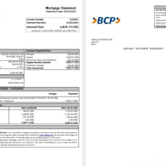 Peru Banco de Credito (BCP) mortgage statement in Word and PDF formats download template file