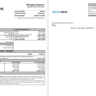 Portugal Activobank mortgage statement in Word and PDF formats download template file