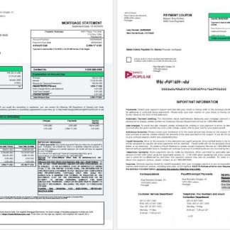 Portugal Banco Popular mortgage statement in Word and PDF formats 1 2 download template file
