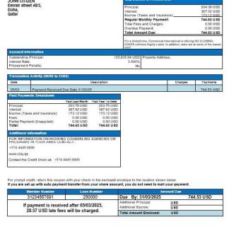 Qatar Commercal mortgage statement in Word and PDF formats download template file