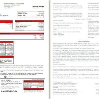 Bhutan National Bank mortgage statement, 2 pages, 1 2 scr download template file