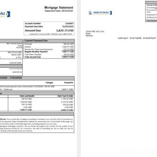 Rwanda bank of Kigali mortgage statement in Word and PDF formats download template file