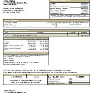 Bolivia Banco Central de Bolivia bank mortgage statement scr download template file