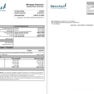 Salvador Banco Azul mortgage statement in Word and PDF formats download template file