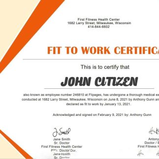 USA Medical Fitness cert download template file