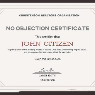 USA No Objection cert download template file