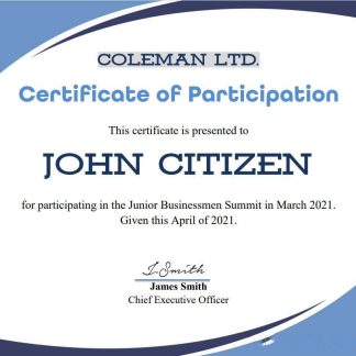 USA Program Participation cert download template file