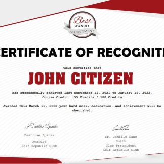 USA Recognition Cert Version 2 download template file