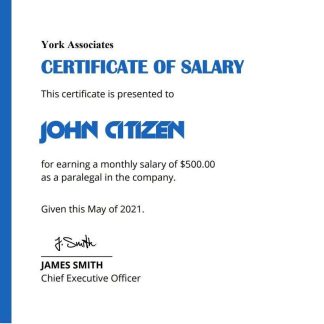USA Salary certificate download template file